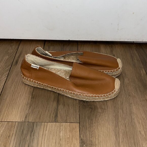 Soludos The Seville Smoking Slipper Platform Tan Congac Leather Size 8 - Picture 6 of 10